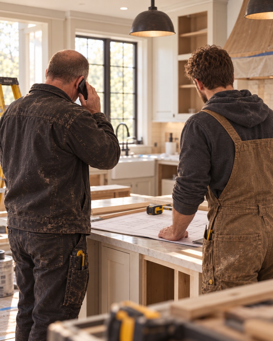 Taking a client call on a job site